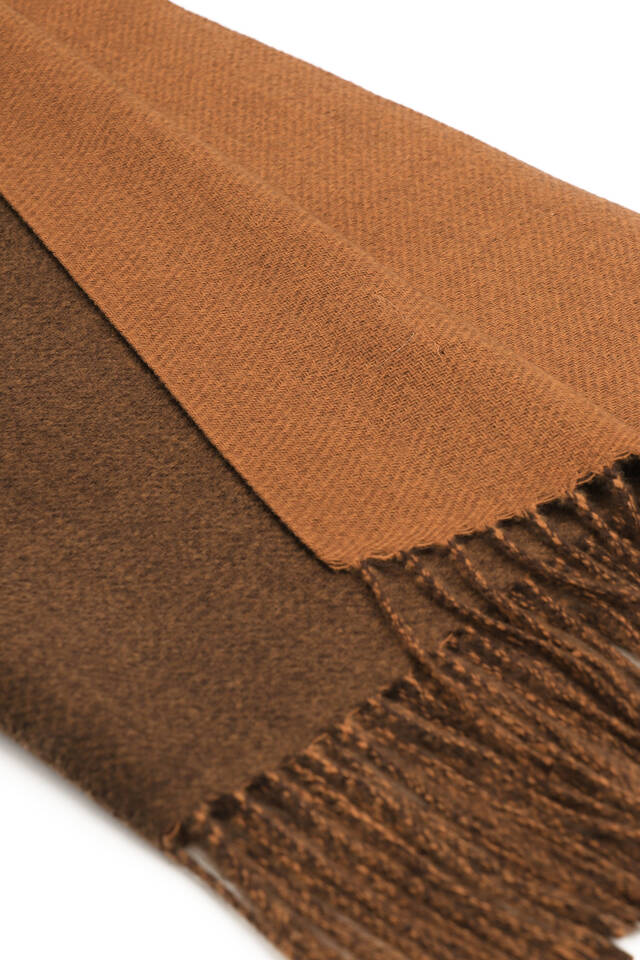 Brown Tan Double Sided Winter Shawl - 4