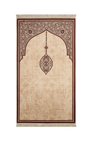 Brown Velvet Carpet Prayer Rug - Thumbnail