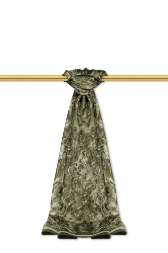 Grass Green Brush Pattern Twill Silk Shawl 