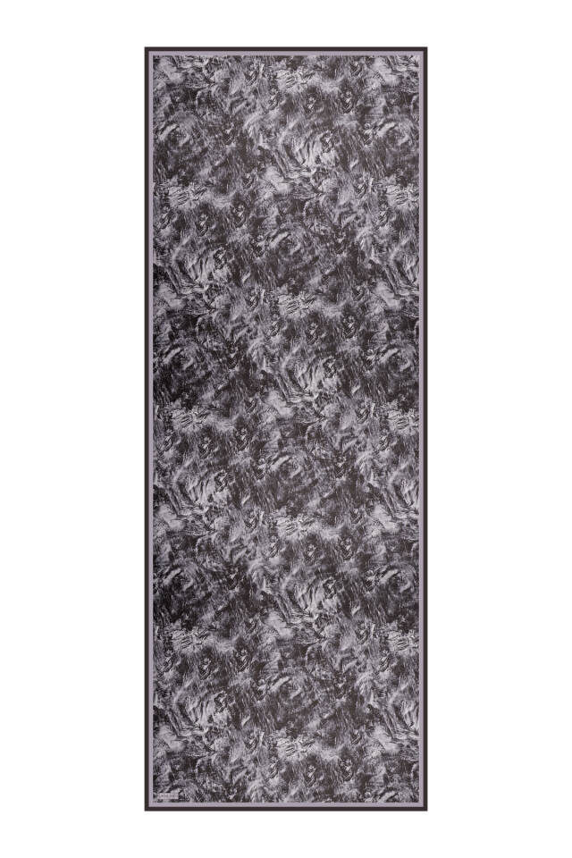 Black Brush Pattern Twill Silk Shawl - 4