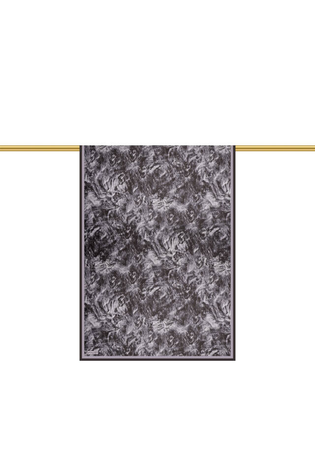 Black Brush Pattern Twill Silk Shawl - 3