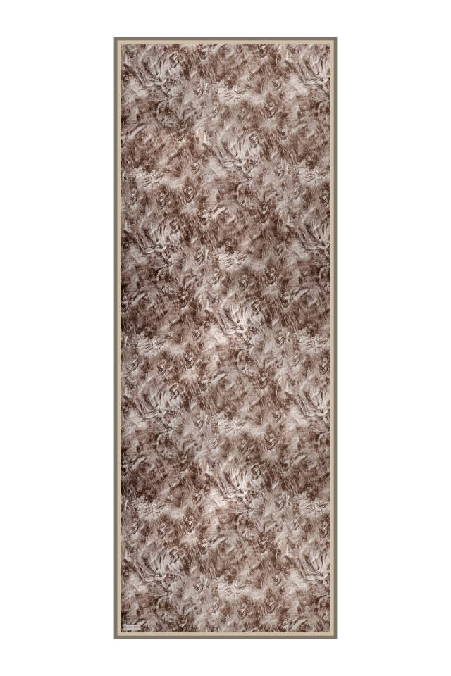 Brown Brush Pattern Twill Silk Shawl - 4