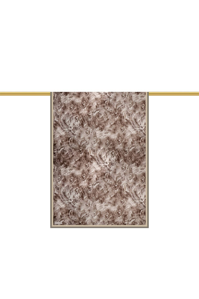 Brown Brush Pattern Twill Silk Shawl - 3