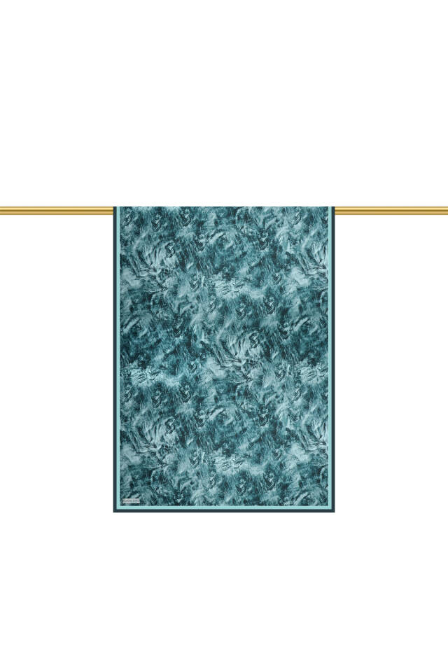 Oil Green Brush Pattern Twill Silk Shawl - 3