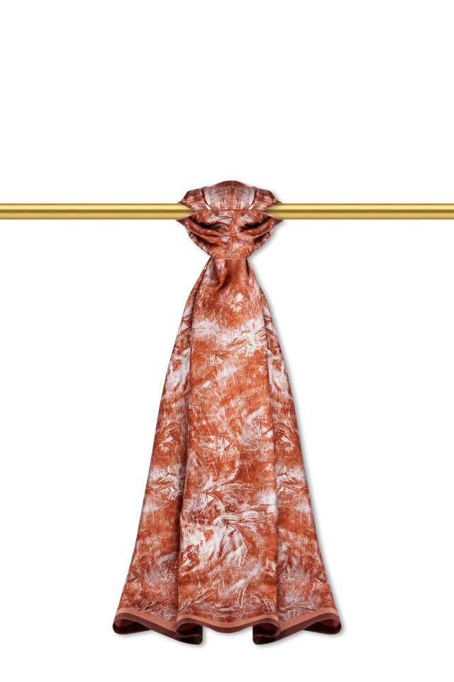 Cinnamon Brush Pattern Twill Silk Shawl 