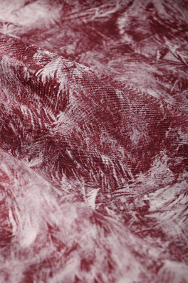 Burgundy Brush Pattern Twill Silk Shawl - 5