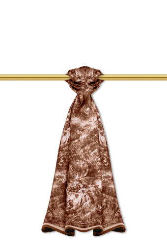 Bitter Coffee Brush Pattern Twill Silk Shawl 