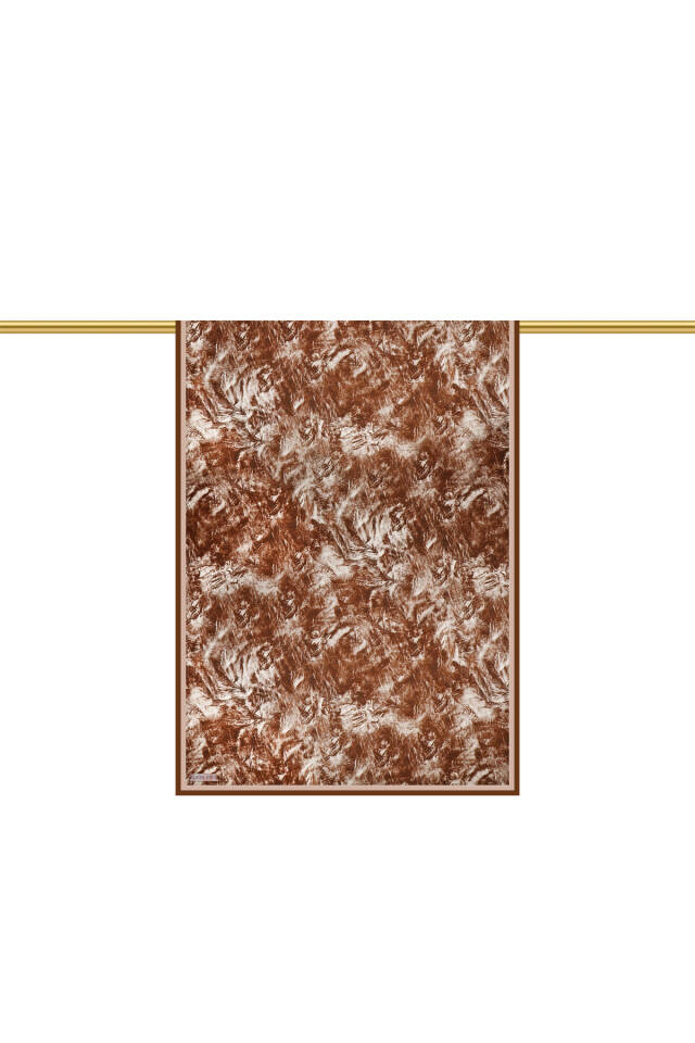 Bitter Coffee Brush Pattern Twill Silk Shawl - 3