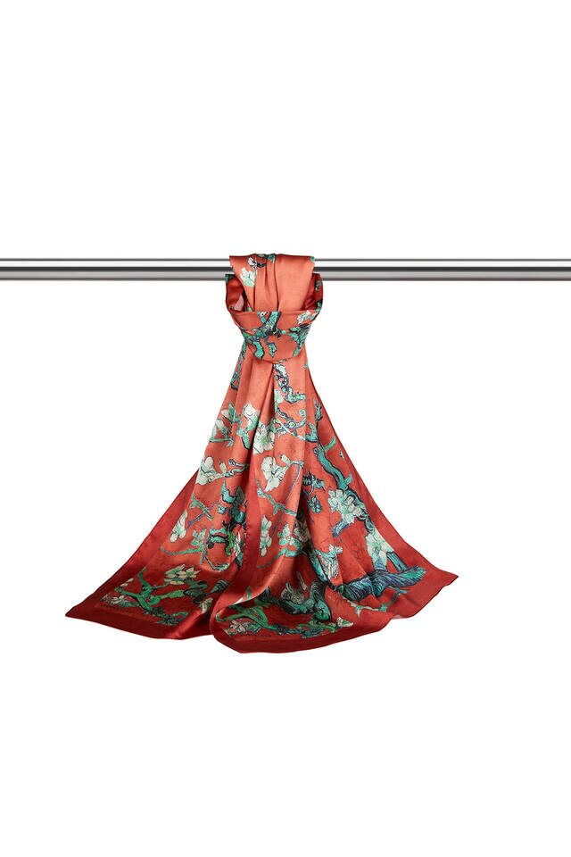 Burgundy Almond Blossom Silky Foulard - 3