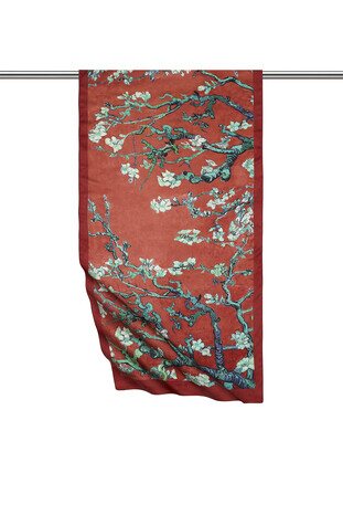 Burgundy Almond Blossom Silky Foulard 