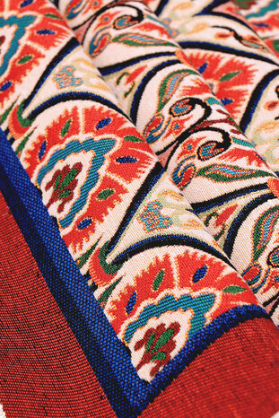 Burgundy Carnation Pattern Tapestry Prayer Rug - Thumbnail