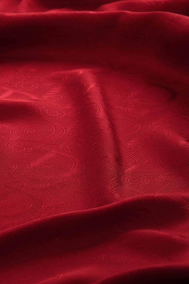 Burgundy Patterned Silky Scarf - 3