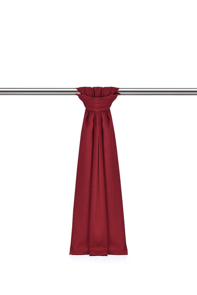 Burgundy Patterned Silky Scarf - Bursa İpek