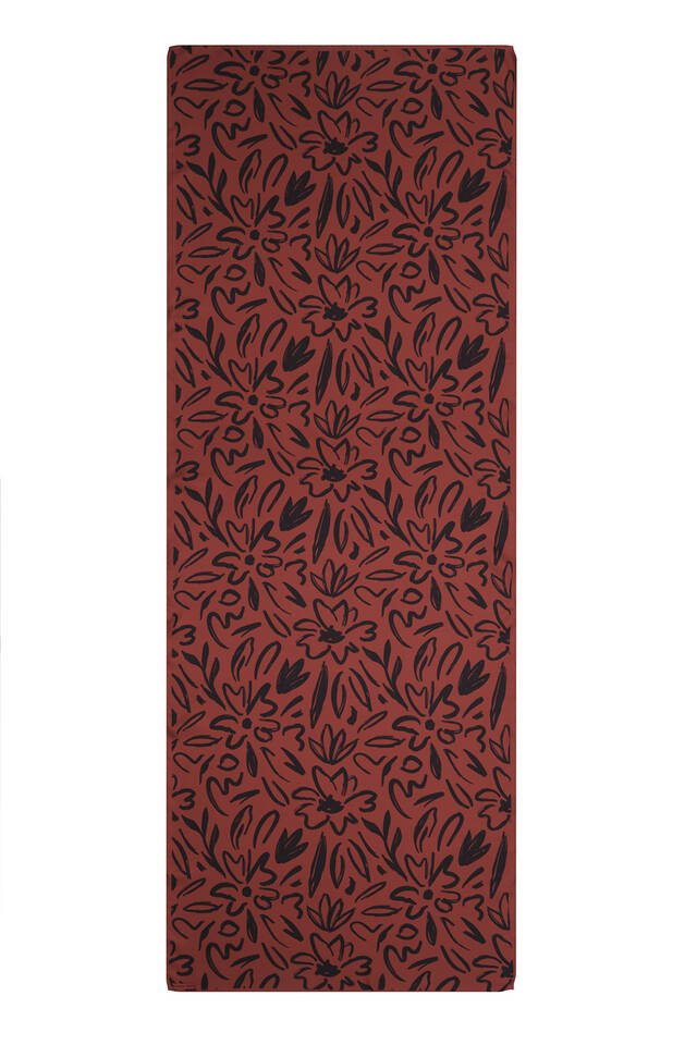 Burgundy Spring Pattern Twill Silk Scarf - 3
