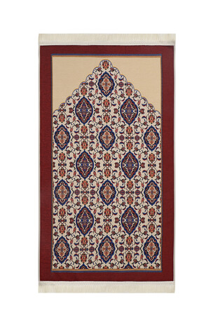 Burgundy Tile Tulip Pattern Tapestry Prayer Rug 