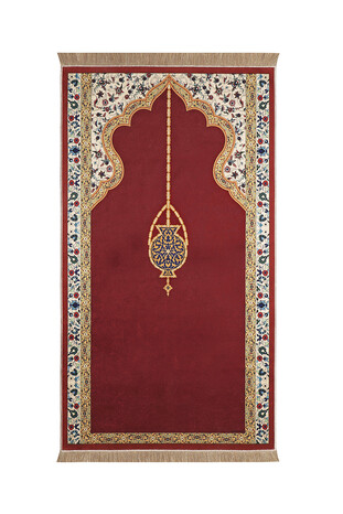 Burgundy Velvet Carpet Prayer Rug 