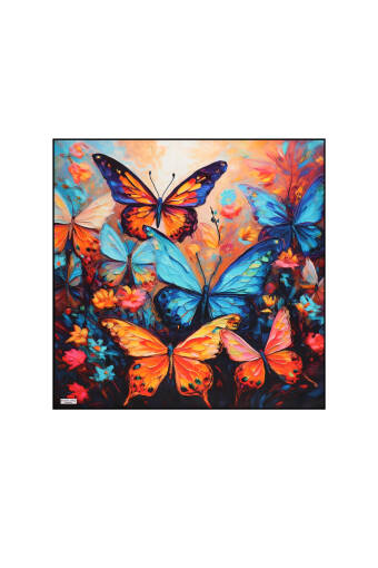 Turquoise Butterfly Pattern Silk Handkerchief 