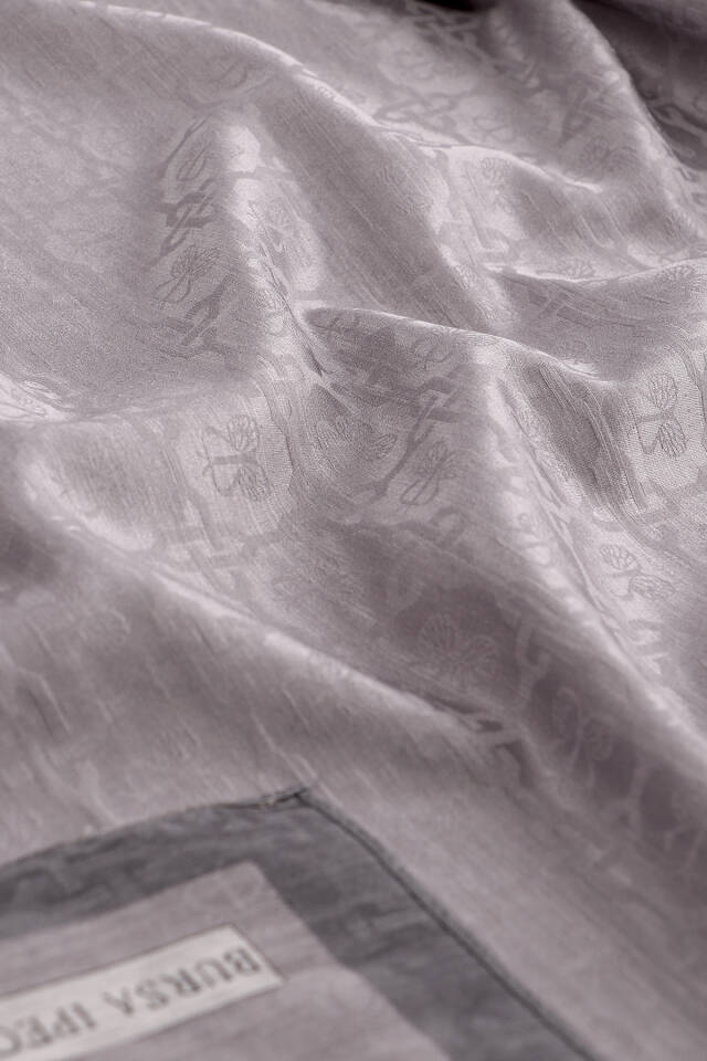 Amethyst Butterfly Monogram Pattern Silk Cotton Shawl - 4