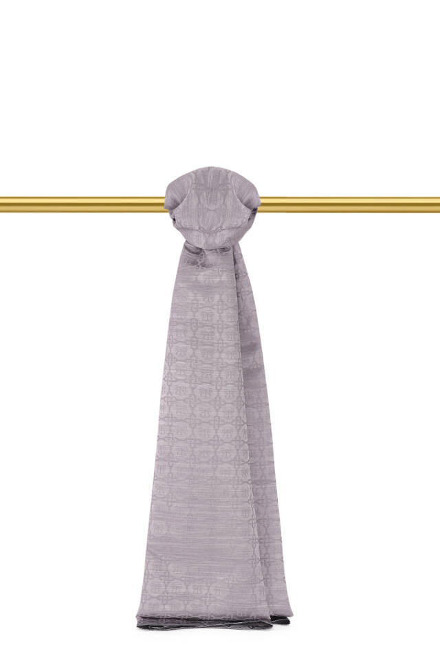 Amethyst Butterfly Monogram Pattern Silk Cotton Shawl - Bursa İpek