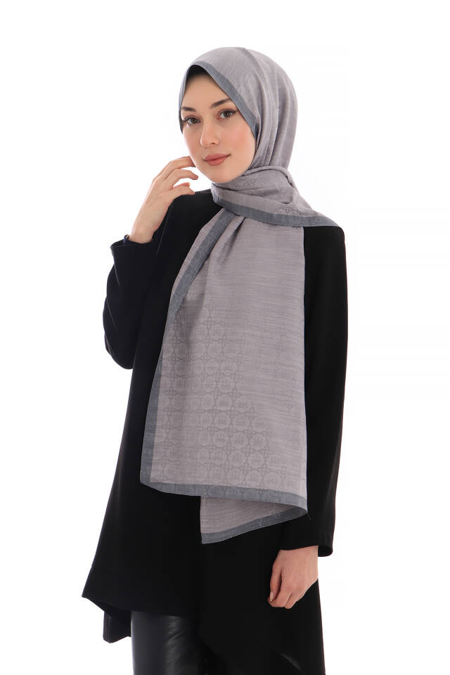 Amethyst Butterfly Monogram Pattern Silk Cotton Shawl - 2