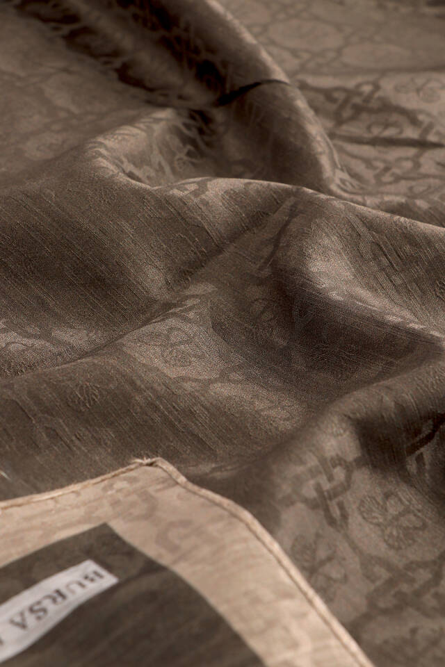 Bitter Coffee Butterfly Monogram Pattern Silk Cotton Shawl - 4