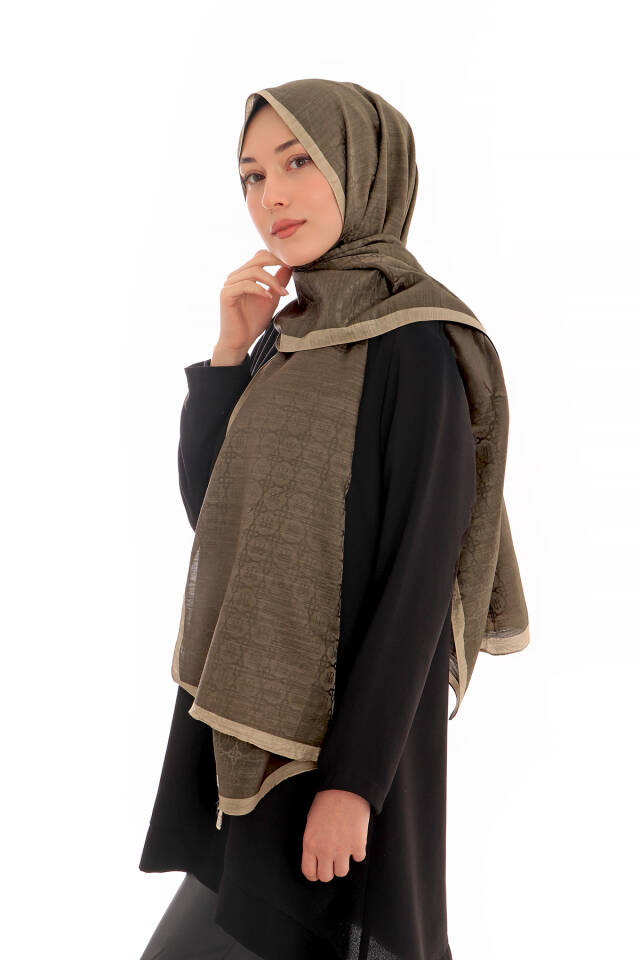 Bitter Coffee Butterfly Monogram Pattern Silk Cotton Shawl - 2