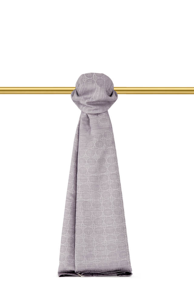 Gray Butterfly Monogram Pattern Silk Cotton Shawl - 1