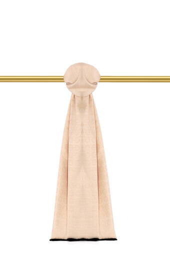 Cream Butterfly Monogram Pattern Silk Cotton Shawl 