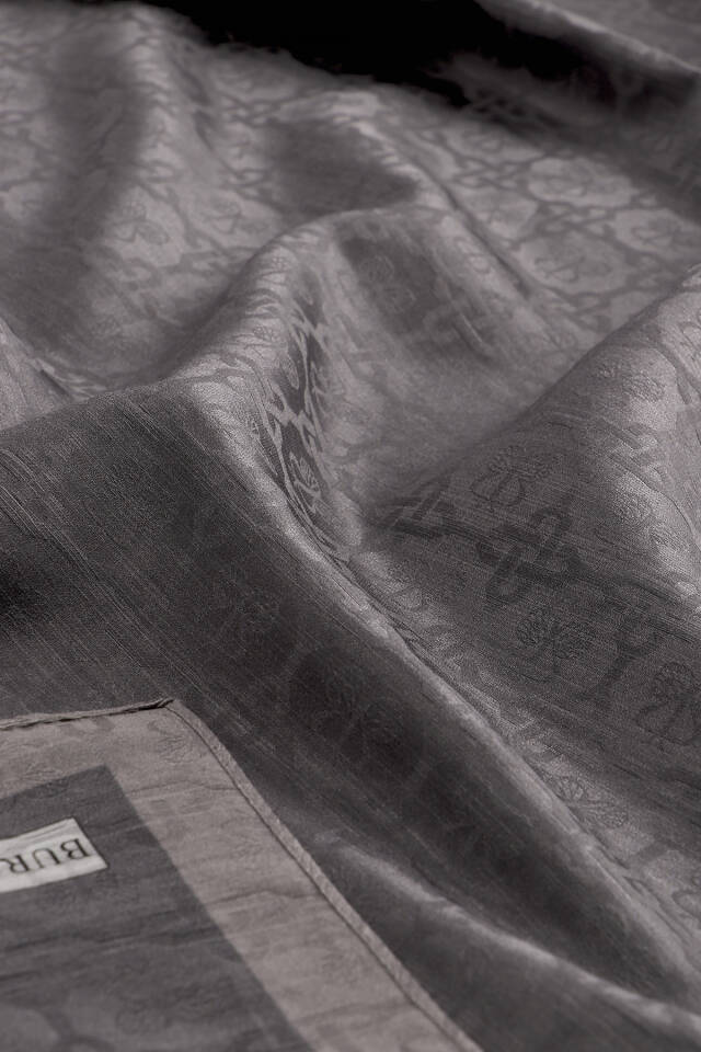 Smoke Butterfly Monogram Pattern Silk Cotton Shawl - 4