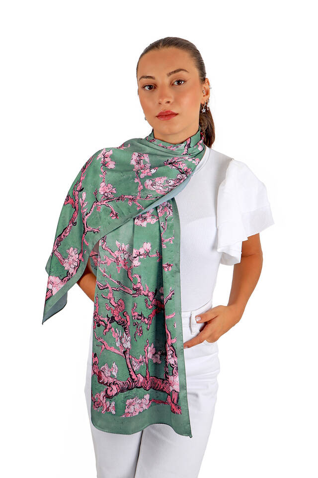 Cagla Almond Flower Silky Foulard - 2