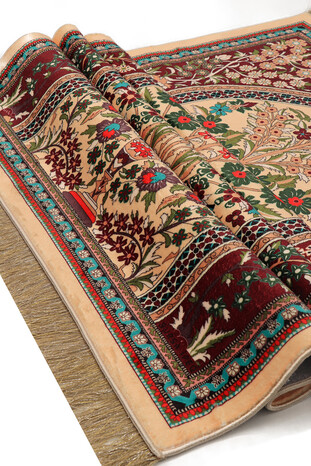 Camel Bamboo Carpet Prayer Rug - Thumbnail