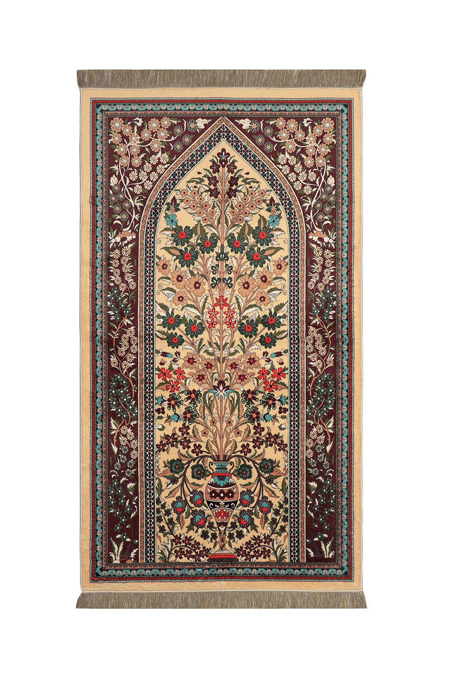 Camel Bamboo Carpet Prayer Rug - Bursa İpek