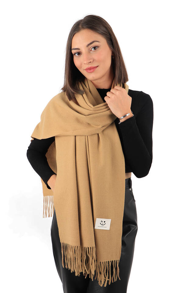 Camel Düz Renk Kışlık Şal - 2