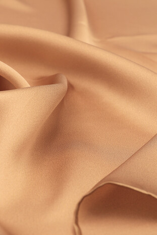 Camel Solid Color Sura Silk Square Scarf - Thumbnail