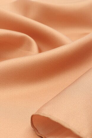 Camel Solid Color Twill Silk Square Scarf - Thumbnail