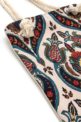 Candlestick Tulip Pattern Tapestry Shoulder Bag - Thumbnail