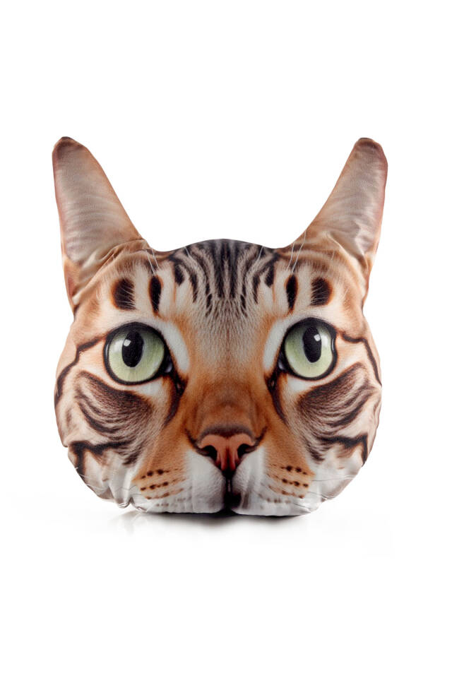Brown Cat Pattern Decorative Pillow - Bursa İpek