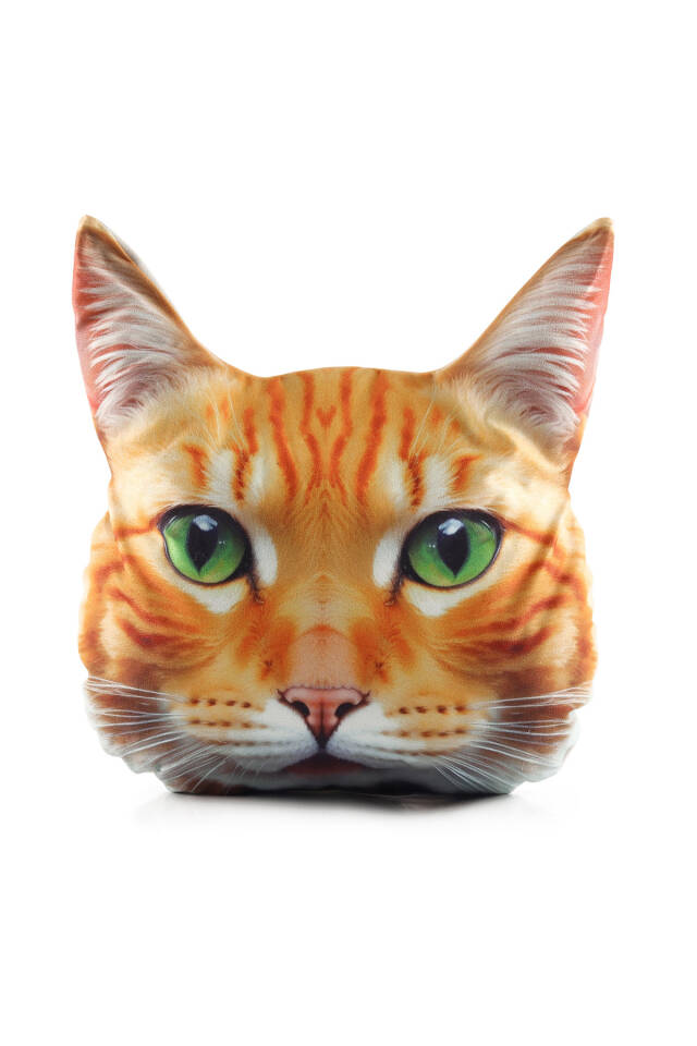 Orange Cat Pattern Decorative Pillow - Bursa İpek