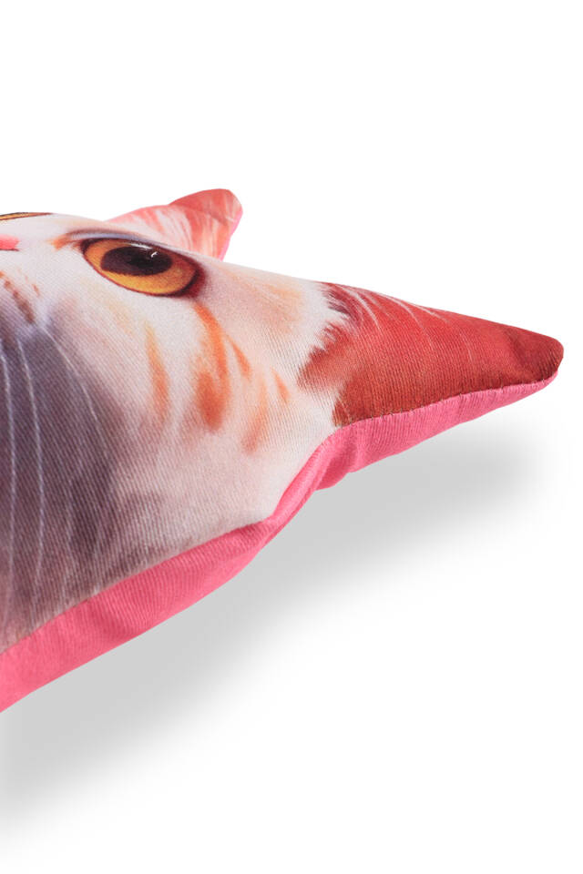 Pink Cat Pattern Decorative Pillow - 2