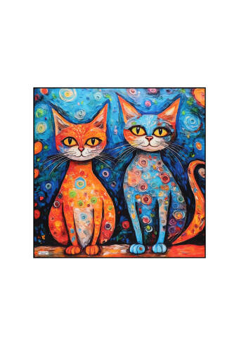 Orange Cat Pattern Silk Handkerchief 