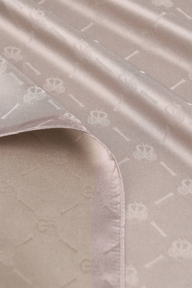 Stone Chain Monogram Pattern Silk Shawl - 5