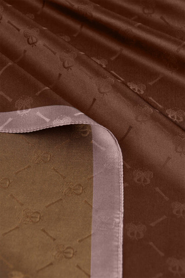 Brown Chain Monogram Pattern Silk Shawl - 5
