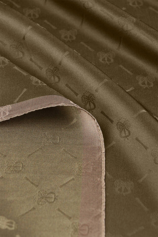 Khaki Chain Monogram Pattern Silk Shawl - 5