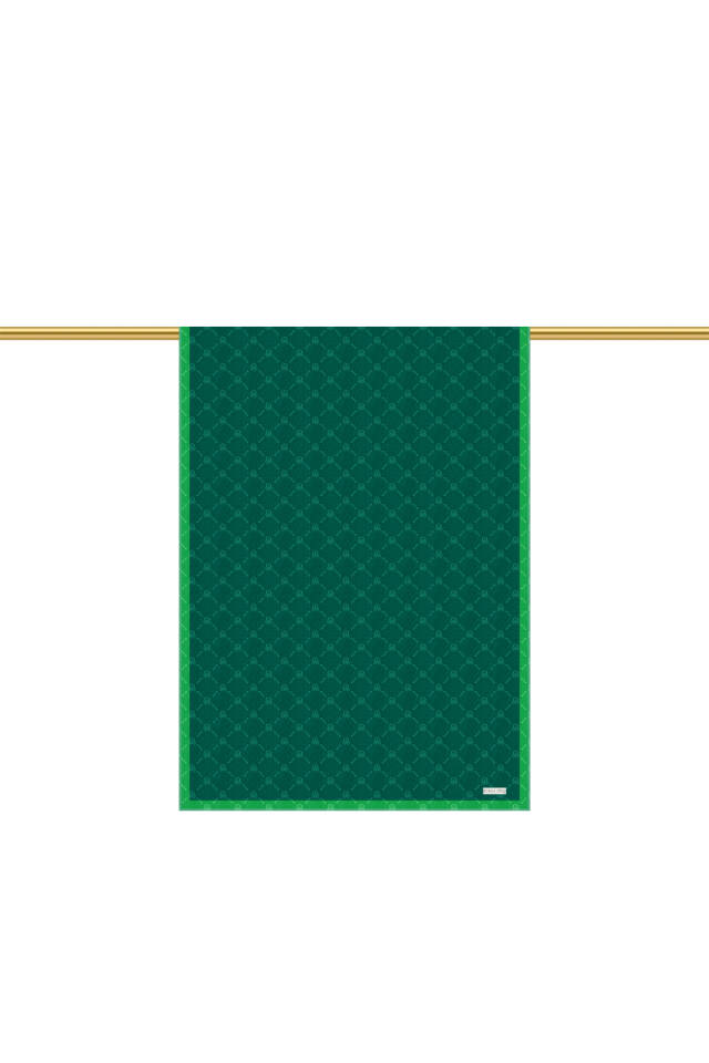 Emerald Chain Monogram Pattern Silk Shawl - 3
