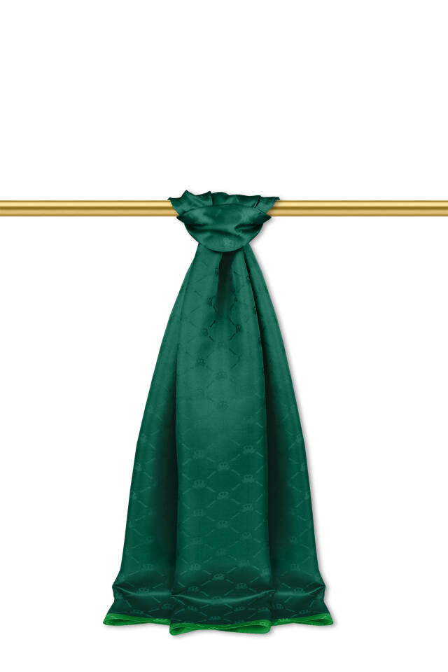 Emerald Chain Monogram Pattern Silk Shawl - Bursa İpek
