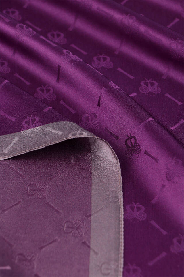 Purple Chain Monogram Pattern Silk Shawl - 5