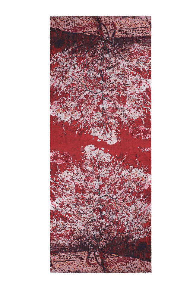 Cherry Peach Tree Pattern Winter Shawl - 4