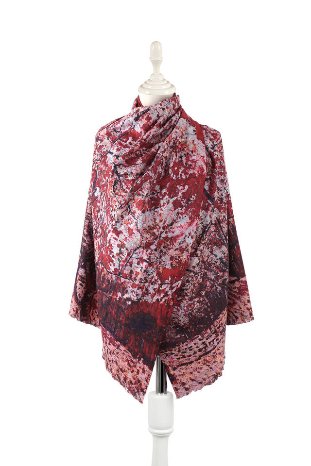Cherry Peach Tree Pattern Winter Shawl - Bursa İpek