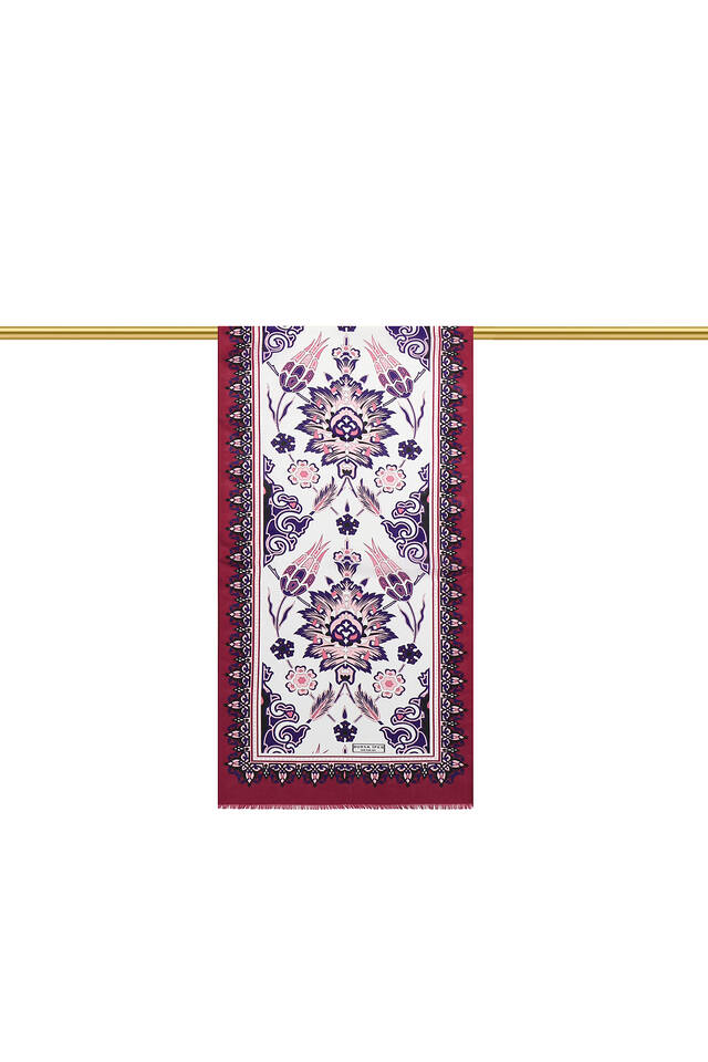 Cherry Purple Tile Tulip Voile Silk Foulard - 2