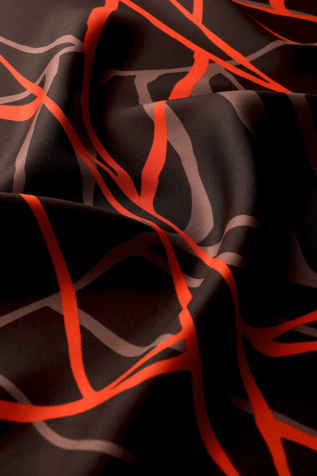 Chestnut Mosaic Pattern Twill Silk Square Scarf - 3